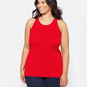 Red Sleeveless Knit Top
